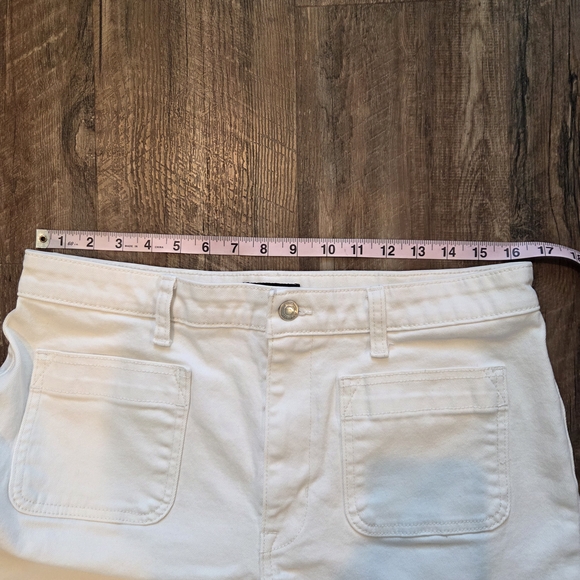 Free Assembly Off-White Wide Leg Pants Size 14 Patch Pockets Cotton - Picture 8 of 14